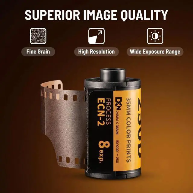 Alt view image 6 of 7 - 35mm Color Print Film Professional Wide Exposure Range ECN 2 Process Colour Print Camera Film for 135 Camera, 8 Sheet, 200-250, 1.9 x 1.1 in