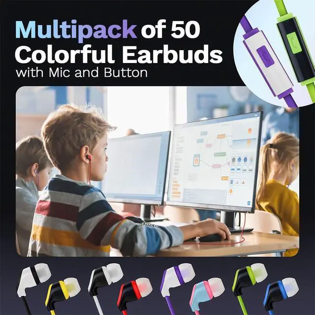 Alt view image 4 of 7 - 50 Pack Bulk USB C Headphones with Mic, Type C Wired Earbuds Noise Cancelling Earphones Compatible with iPhone 16/15 Pro Max Plus, iPad Pro, Galaxy S23/S22/S21/Ultra, Pixel 8/7/6, Kindle Fire Max 11