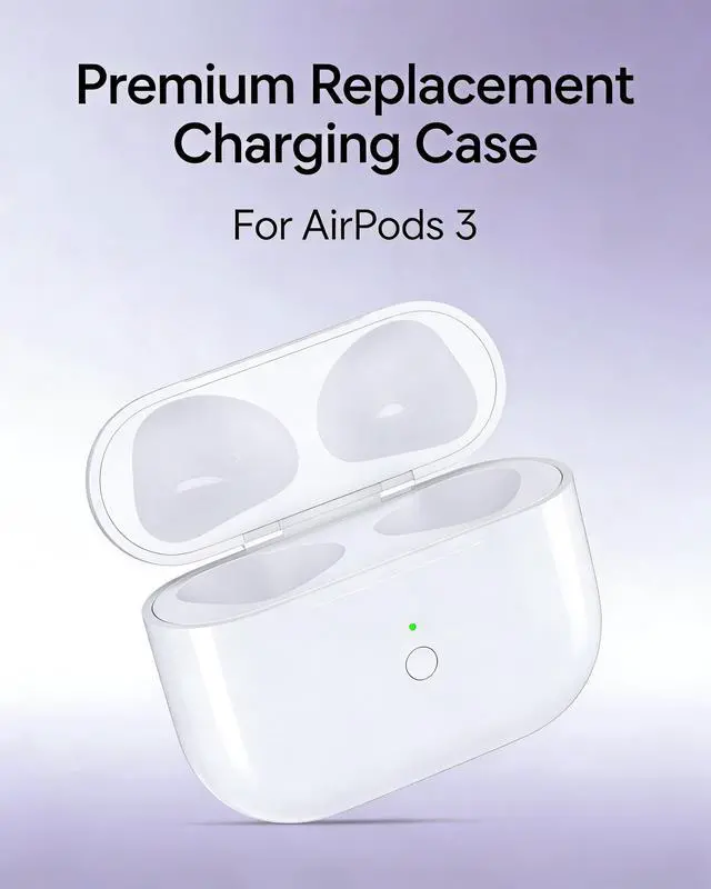 Alt view image 2 of 7 - Wireless Charging Case Replacement Compatible with AirPods 3rd Generation | 600mAh Wireless Charging Case with Sync Button, 20-Min Fast Charging, LED Indicator, L-Port & Wireless Charger, No Earbuds