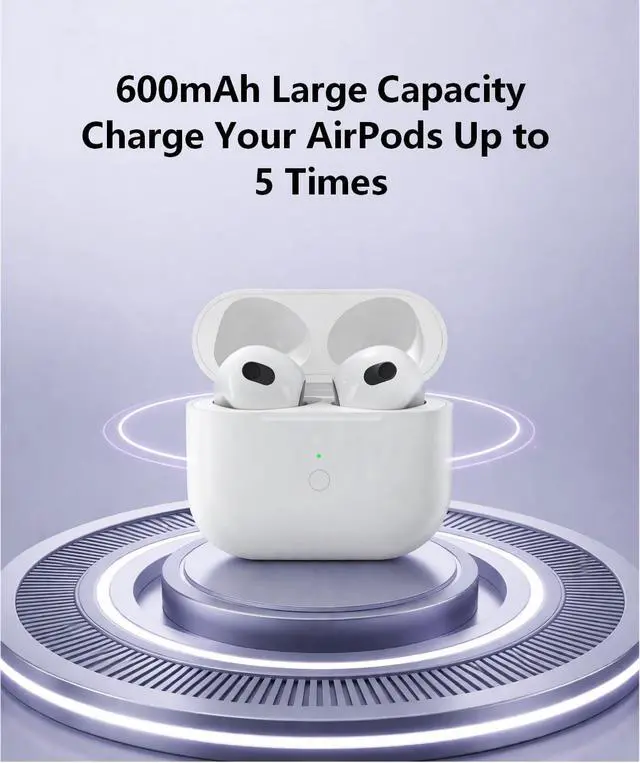 Alt view image 3 of 7 - Wireless Charging Case Replacement Compatible with AirPods 3rd Generation | 600mAh Wireless Charging Case with Sync Button, 20-Min Fast Charging, LED Indicator, L-Port & Wireless Charger, No Earbuds