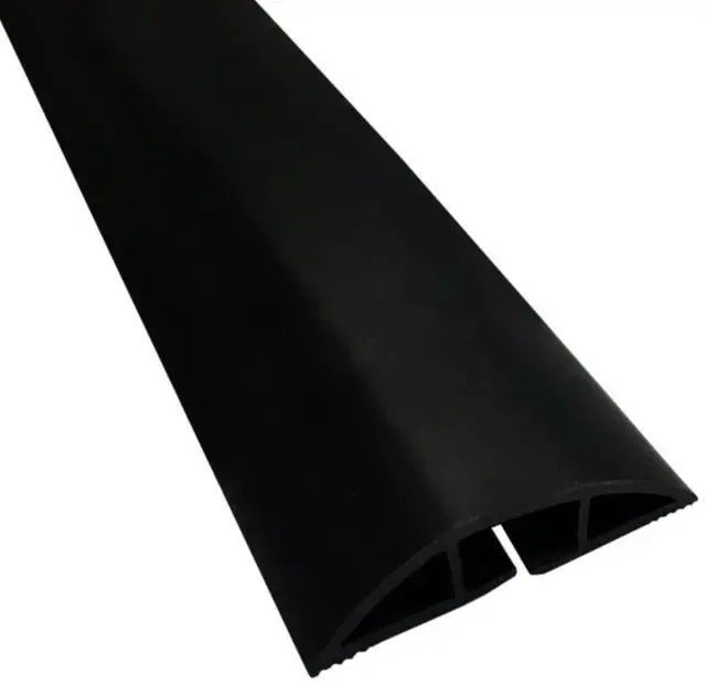 Main image of Floor Cord Cover kit - 6 Feet Long Black Plastic Cable Protector, Hides Cords and Conceals Wires, for Extension Cord Cable Management, Channel Size 0.75 W x 0.43 H