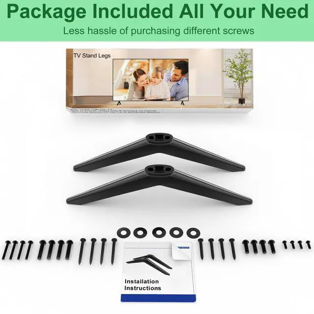 Alt view image 7 of 7 - TV Stand for Sceptre TV Legs, for Sceptre TV Base Stand, Compatible with TV Holes Center Distance 1.22cm/0.48inch - 2.4cm/ 0.94inch, Easy to Install, with Screws, Black