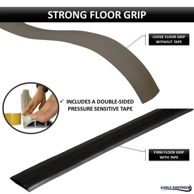 Alt view image 5 of 7 - Floor Cord Cover kit - 6 Feet Long Black Plastic Cable Protector, Hides Cords and Conceals Wires, for Extension Cord Cable Management, Channel Size 0.75 W x 0.43 H