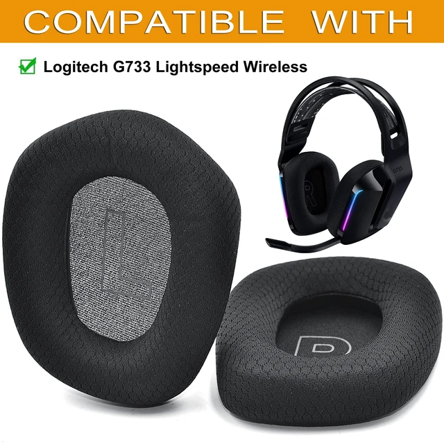 Alt view image 3 of 6 - Mesh Fabric Earpads for Logitech G733 G535 G335 Headphone-Black Ear Pads with Durable Mesh Fabric for Logitech G733 Lightspeed Wireless Gaming Headset, Comfort Noise Isolation Foam