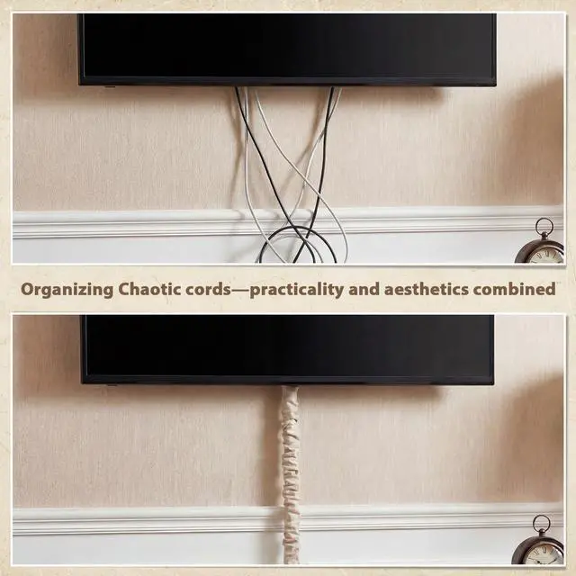 Alt view image 4 of 7 - 6 Pack Fabric Cord Cover for Electric Wire Chandelier Chain Cover Swing Chain Linen Shade with Hidden Hook Loop Closure Sleeves for Chandelier Wires Cable Swing(Beige,2×5.3ft, 4×2.6ft)