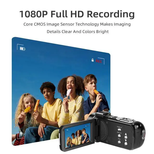 Alt view image 3 of 7 - B320 1080P 30FPS Video Camera Recorder, Full HD 30MP 18X Digital Zoom Camcorder, YouTube Vlogging Camera Infrared Night Vision, 3.0 Inch Flip Screen, 2 Batteries, Remote Control (Black)