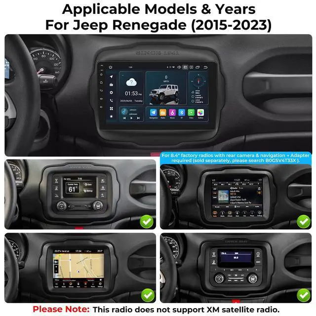 Alt view image 2 of 7 - Android 14 Car Radio Stereo for Jeep Renegade 2015-2023, Octa Core 6+64GB Car Radio9" IPS Touch Screen GPS Navigation Bluetooth Head Unit Built-in Autoplay Carplay Support 4G LTE FM/AM DSP SWC WiFi