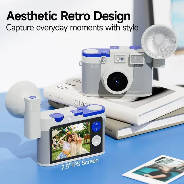 Alt view image 2 of 7 - CHUZHAO Aesthetic Retro Camera, Autofocus 12MP 1080P with Fill Light Creative Filters 16GB Card, Compact Travel Point and Shoot Digital Camera for Boys Girls and Teens, Gray