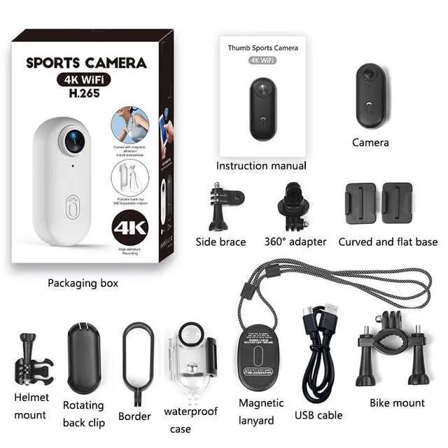 Alt view image 7 of 7 - 4K Mini Action Camera, Portable Vlogging Camera, Waterproof Wearable Body Camera 4K with 360° Rotation Clip, Magnetic Hands-Free POV Camcorder for Cycling, Motorcycle, Pet Walking, Vlogging, Skiing