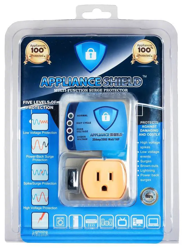 Alt view image 6 of 7 - Surge Protector - Protects Appliances From Damaging & Costly Voltage Spikes/Dips. Great for Refrigerators, Freezers, Dryers, Computers. Best in Class 20 Amp, 2200 Watts