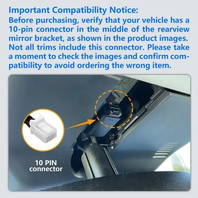 Alt view image 6 of 7 - Dash cam Power Adapter 10 Pin (Model A) Custom for Hyundai/Kia, Compatible with Select Models, Easy to Install, Connects to Rearview Mirror (Hidden)