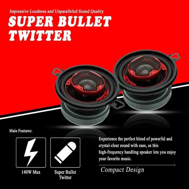 Alt view image 3 of 7 - XK2-108 3.5-Inch 140 Watt 2-Way Coaxial Speaker System for Superior Car Audio Performance