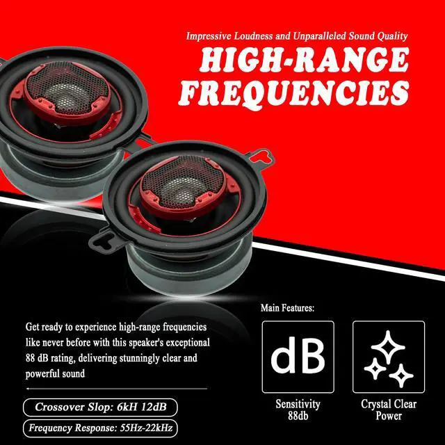 Alt view image 4 of 7 - XK2-108 3.5-Inch 140 Watt 2-Way Coaxial Speaker System for Superior Car Audio Performance