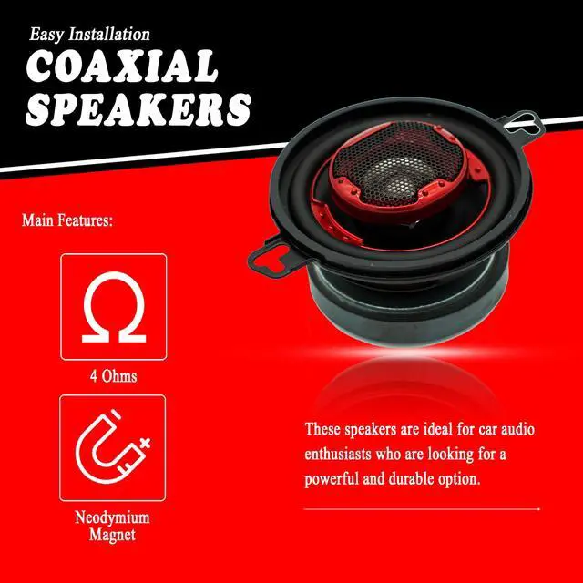Alt view image 5 of 7 - XK2-108 3.5-Inch 140 Watt 2-Way Coaxial Speaker System for Superior Car Audio Performance