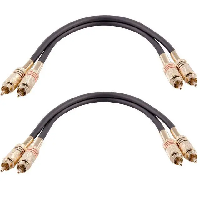 Main image of Speakers Dual 2-RCA Audio Patch Cables, Male to Male, Black and Black