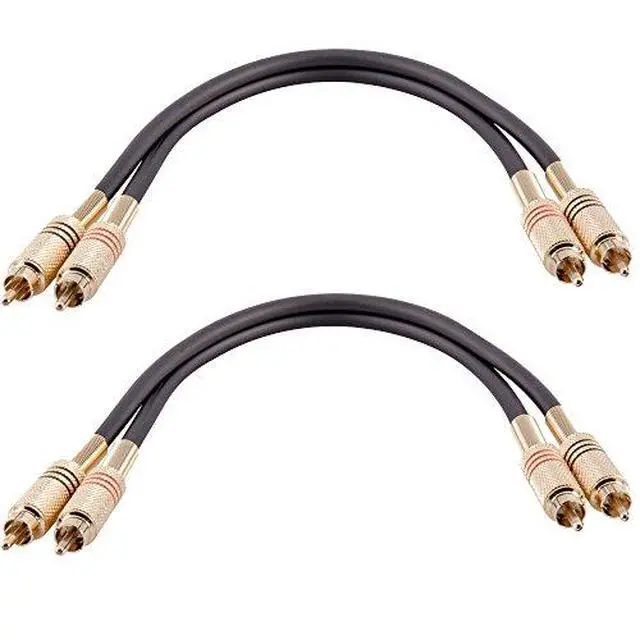 Alt view image 2 of 2 - Speakers Dual 2-RCA Audio Patch Cables, Male to Male, Black and Black