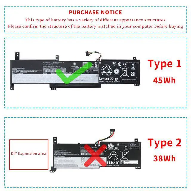 Alt view image 2 of 7 - L20M3PF0 L20C3PF0 laptop battery for Lenovo IdeaPad 3-14ITL6 3-15ITL6 3-17ITL6 S14 V14 V15 V17 G2-ITL G3-IAP K14 Series L20C3PF0 L20L2PF0 L20B2PF0 L20C2PF0 L20M2PF0 L20M2PF8 (11.1V 45Wh/4054mAh)