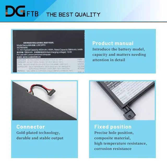 Alt view image 3 of 7 - L20M3PF0 L20C3PF0 laptop battery for Lenovo IdeaPad 3-14ITL6 3-15ITL6 3-17ITL6 S14 V14 V15 V17 G2-ITL G3-IAP K14 Series L20C3PF0 L20L2PF0 L20B2PF0 L20C2PF0 L20M2PF0 L20M2PF8 (11.1V 45Wh/4054mAh)