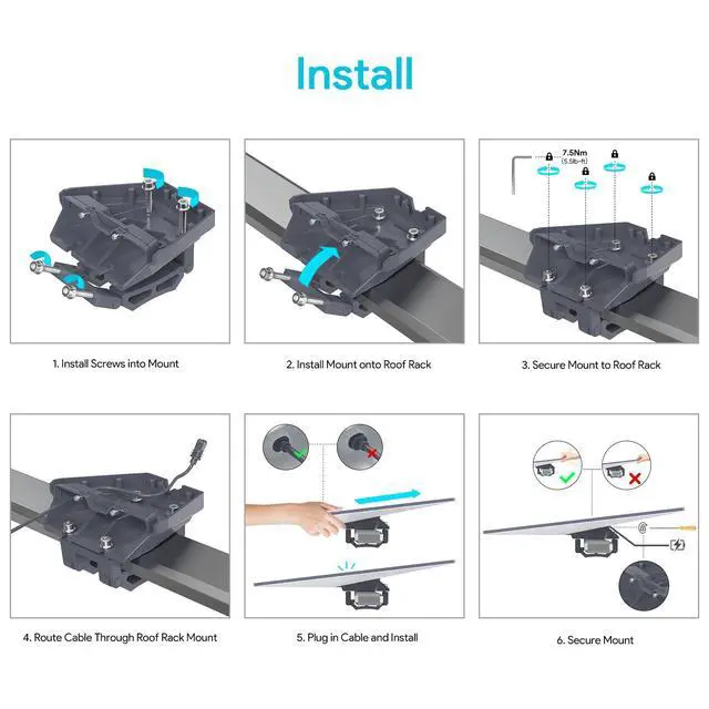 Alt view image 5 of 7 - ® Roof Mount for Starlink Gen 3/4/4X/V3/Enterprise, 0.59-1.75" | Fits Gen 3/4/4X/V3/Enterprise, 0.59-1.75" Flat Racks (No Round), 500lb Capacity, Anti-Rust, For RV, Van & SUV Roof