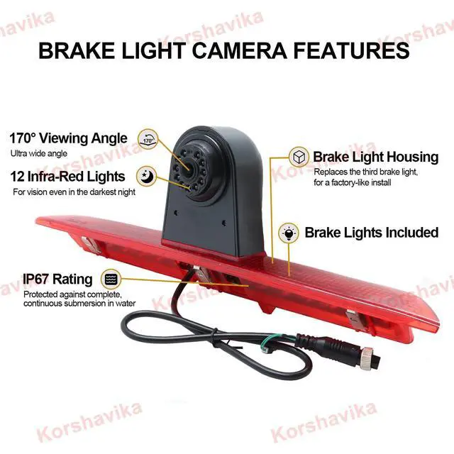 Alt view image 5 of 7 - High Mount Third Brake Light Backup Camera for Ford Transit 150 250 350 350HD 2014-2018