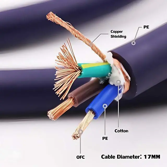 Alt view image 4 of 7 - 3.3FT AC Power Cable 10AWG HiFi Audiophile Power Cord with US Plug IEC Connector