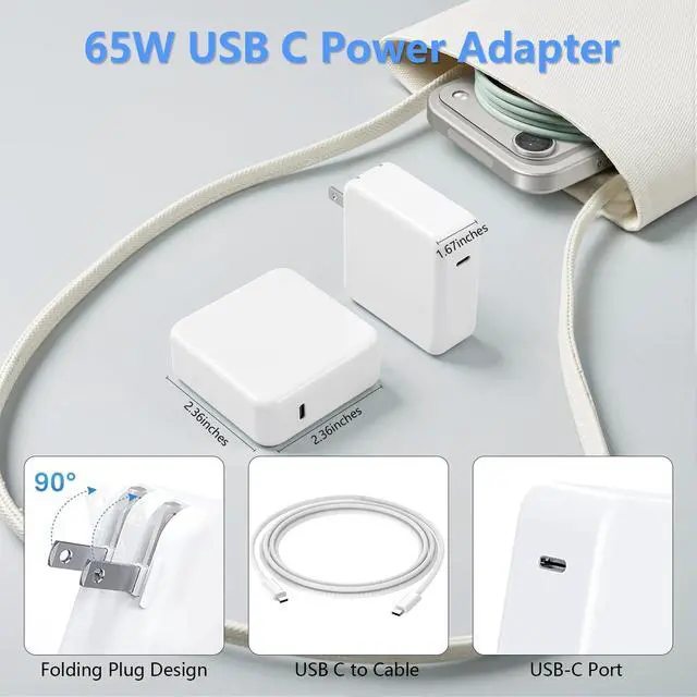 Alt view image 3 of 7 - 65W USB C Laptop Charger Compatible with Samsung Galaxy Book Series | for Samsung Galaxy Book Pro & Book 6/5/4/3, Galaxy Book Pro 360 NP950QDB, 6.56FT Fast Charging, Dual Type-C Braided Cable