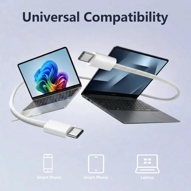 Alt view image 5 of 7 - 65W USB C Laptop Charger Compatible with Samsung Galaxy Book Series | for Samsung Galaxy Book Pro & Book 6/5/4/3, Galaxy Book Pro 360 NP950QDB, 6.56FT Fast Charging, Dual Type-C Braided Cable