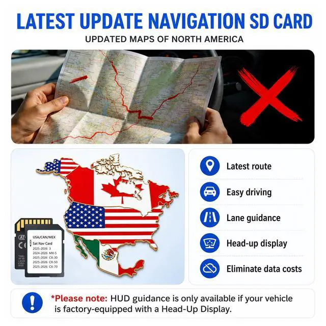 Alt view image 4 of 7 - 2025 2026 Latest Navigation SD Card KR9D66EZ1B,Compatible with Mazda 2025-2026 CX-50/3/CX-30/CX-70,2024-2026 MX-5,Mazda CX-50 Hybrid SD Navigation Cards Updated Maps for USA/CAN/MEX