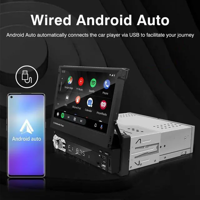 Alt view image 4 of 7 - Single Din Carplay Android-Auto-Car-Radio 7-inch Flip Out Touchscreen | Type-C&USB Bluetooth Backup Camera FM/RDS MP5 Player Manual screen