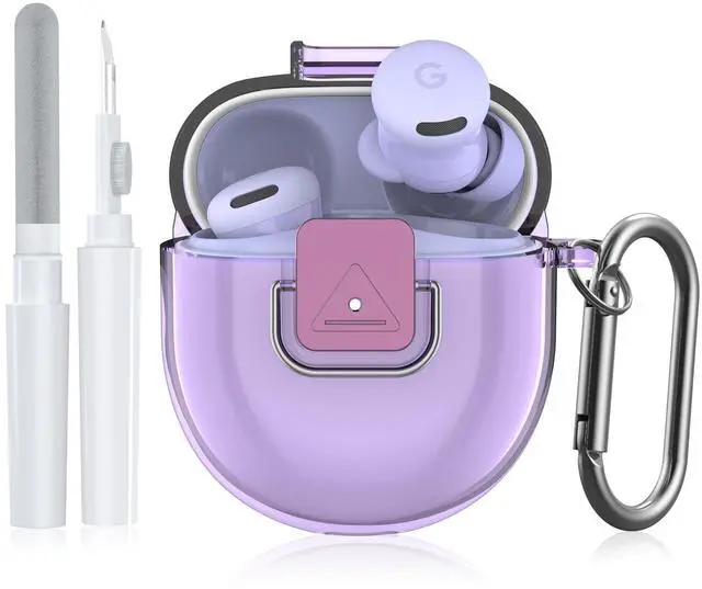 Main image of Case for Google Pixel Buds 2a Case Cover, Clear TPU Cover with Secure Lock Shockproof Protective Skin Case for Google Pixel Buds 2a 2025 with Keychain &Cleaner Kit for Girls Boy (Clear Purple)