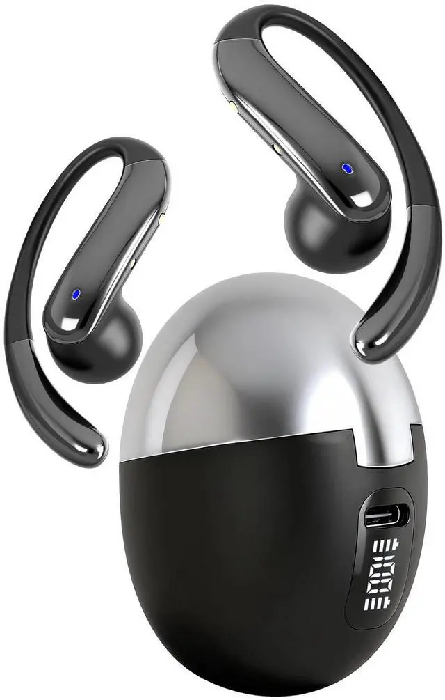 Main image of Open Ear Bone Conduction HeadphonesOver Ear Earbuds with Ergonomic Earhook,Bluetooth Headphones 5.4 with Smart Digital Display,50H Playtime,IPX7 Waterproof,Design for Running Walking Black