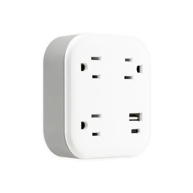Alt view image 2 of 6 - UltraPro 3-Outlet Sur Protector Wall Tap, 980J, USB-C & USB-A Ports | Adapter-Spaced Outlets, Circuit Breaker, ETL Certified, Low-Profile Design, White, 85875