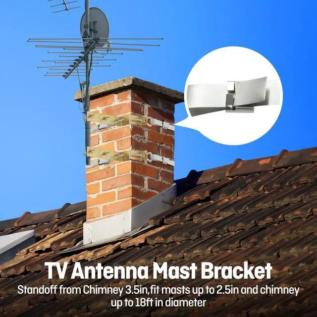 Alt view image 7 of 7 - 2 Sets Antenna Mast Chimney Mount Bracket, Z-Type Antenna Pole Mounting Clamp for Chimney up to 18 Feet in Diameter