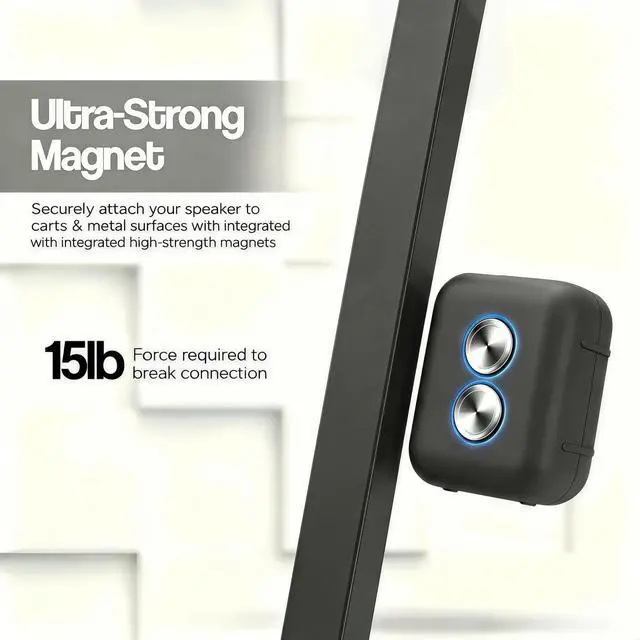 Alt view image 6 of 7 - Magnetic Silicone Case for JBL Go 5 Ultra Portable Speaker with Carabiner, Heavy Duty Protective Cover with Strong Built-in Magnet (Only Case) (Black)