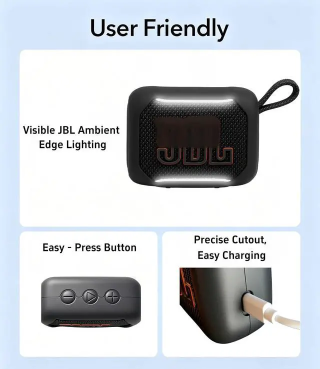 Alt view image 7 of 7 - Magnetic Silicone Case for JBL Go 5 Ultra Portable Speaker with Carabiner, Heavy Duty Protective Cover with Strong Built-in Magnet (Only Case) (Black)