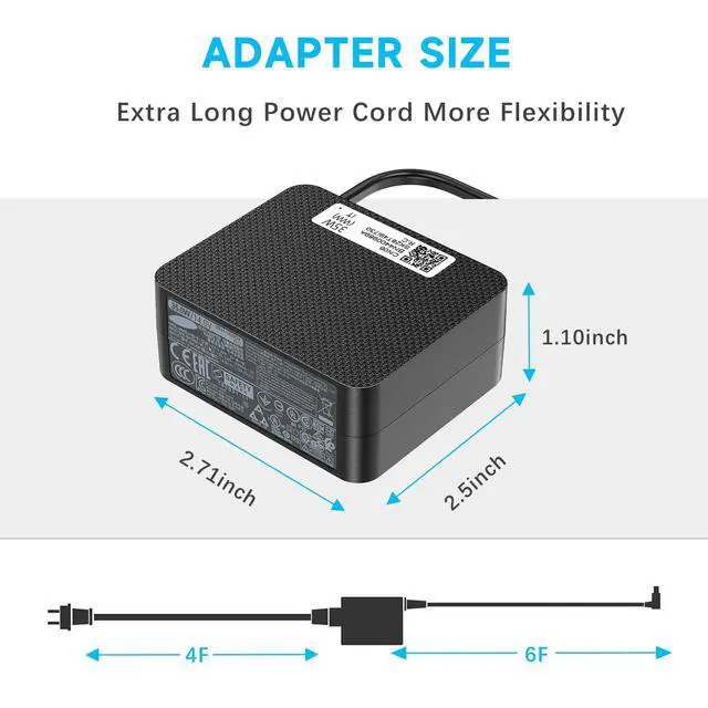 Alt view image 3 of 7 - Charger Compatible with Samsung Monitor 6.5mm Tip 35W AC Power Adapter | 6.5*4.4mm Power Supply Compatible with A3514-RPN, BN44-00990A A SBBSSO8NUIXZA LS24AM506NNXZA LHI3QBRTMGCXZA LC24RG50FQNXZA