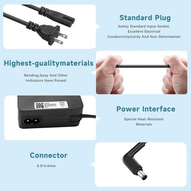 Alt view image 6 of 7 - Charger Compatible with Samsung Monitor 6.5mm Tip 35W AC Power Adapter | 6.5*4.4mm Power Supply Compatible with A3514-RPN, BN44-00990A A SBBSSO8NUIXZA LS24AM506NNXZA LHI3QBRTMGCXZA LC24RG50FQNXZA