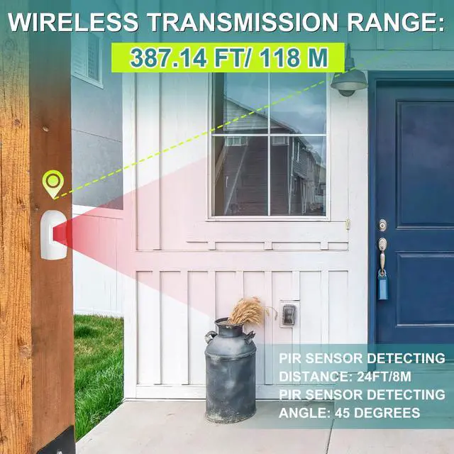 Alt view image 4 of 6 - Driveway Alarm Wireless Outside Motion Sensor Alarm with Receiver Weatherproof Infrared Sensor, Indoor Home Security Business Alert System Detector(Style 1)