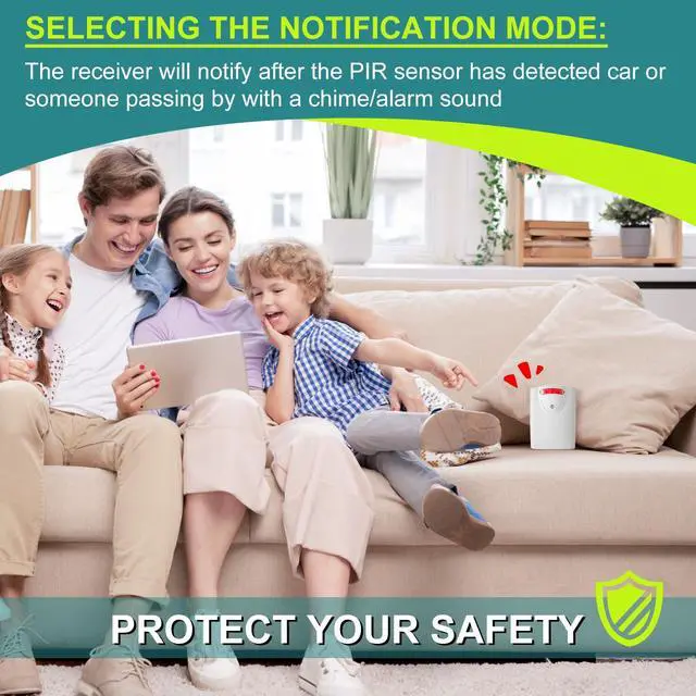 Alt view image 5 of 6 - Driveway Alarm Wireless Outside Motion Sensor Alarm with Receiver Weatherproof Infrared Sensor, Indoor Home Security Business Alert System Detector(Style 1)