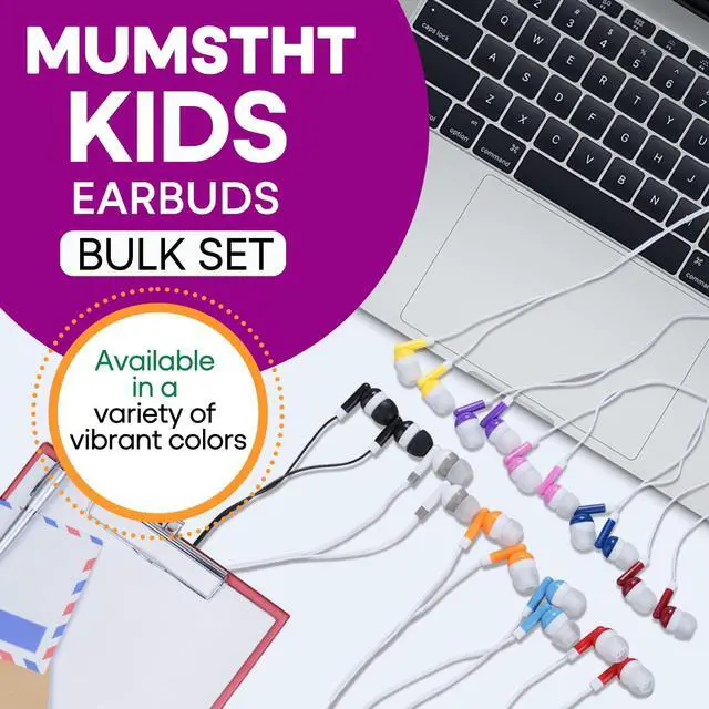 Alt view image 2 of 7 - Kids Earbuds Bulk 50 Pack for School Classroom Libraries Students Children Boys Girls Toddler Adult Multi Colored Individually Bagged 3.5mm Jack (YS101)
