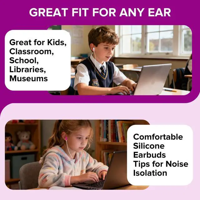 Alt view image 6 of 7 - Kids Earbuds Bulk 50 Pack for School Classroom Libraries Students Children Boys Girls Toddler Adult Multi Colored Individually Bagged 3.5mm Jack (YS101)