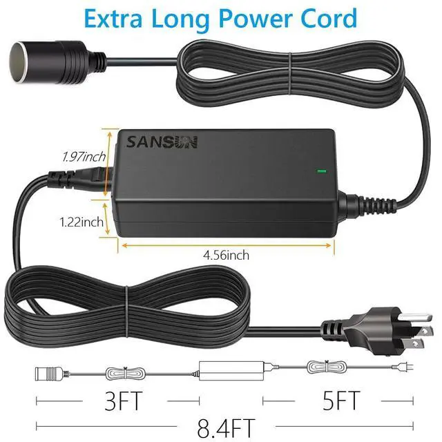Alt view image 3 of 6 - AC to DC Converter 5A Car Cigarette Lighter Socket, 120V to 12V Supply Adapter Transformer for Electric Air Pump, Car Fan and Other Devices Under 60W (5A)