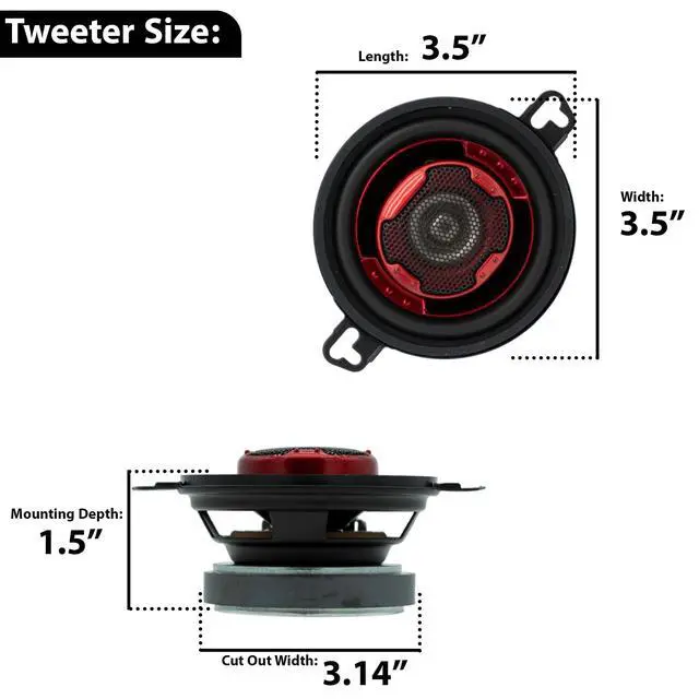 Alt view image 7 of 7 - XK2-108 3.5-Inch 140 Watt 2-Way Coaxial Speaker System for Superior Car Audio Performance