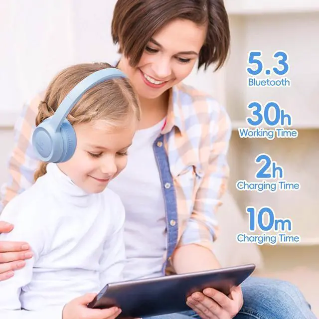 Alt view image 4 of 7 - Kids Bluetooth Headphones,Kids Wireless Headphone with 85dBVolume Limiter, 30H Playtime, Adjustable Headband,Over-Ear Headphones for Kid School Online Class Travel
