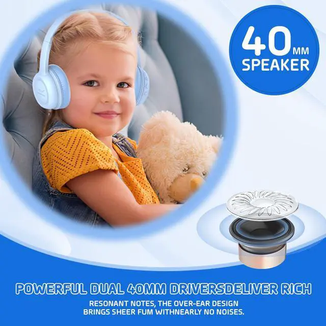 Alt view image 5 of 7 - Kids Bluetooth Headphones,Kids Wireless Headphone with 85dBVolume Limiter, 30H Playtime, Adjustable Headband,Over-Ear Headphones for Kid School Online Class Travel