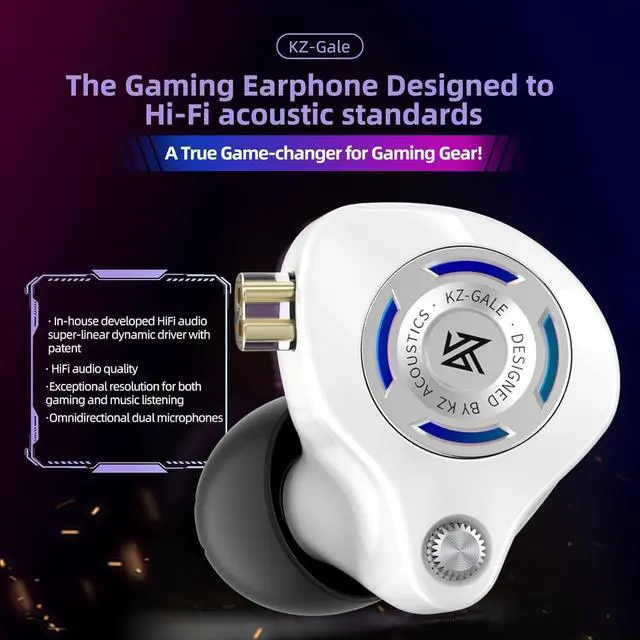 Alt view image 2 of 7 - Gale Wired Earbuds with Microphone, HiFi Deep Bass Comfort-Fit Ear Buds for Gaming, Super-Linear Driver IEM for Gaming, Compatible for PC, PS5, PS4, Nintendo, Switch, Steam Deck (3.5, White)