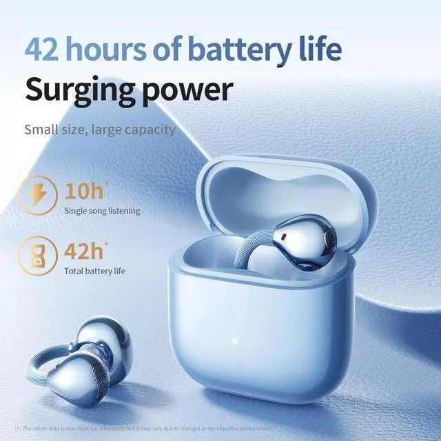 Alt view image 5 of 7 - Clip-On Earbuds Comfortable fit & Crystal-Clear Sound Open-Ear Wireless Bluetooth 6.0 Headphones for Women & Kids Ideal for Small Ears,Sports,Glasses (Blue)