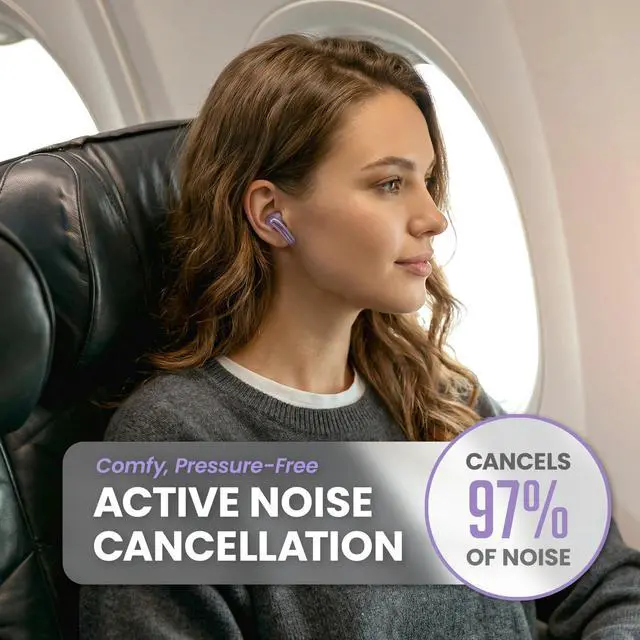 Alt view image 2 of 7 - True Wireless Earbuds Noise Cancelling Earbuds, Premium ANC | Deep Noise Cancelling Earpods, Bluetooth 5.4 Ear Buds, iPhone and Android Active Earphones with ANC Sound Blocking