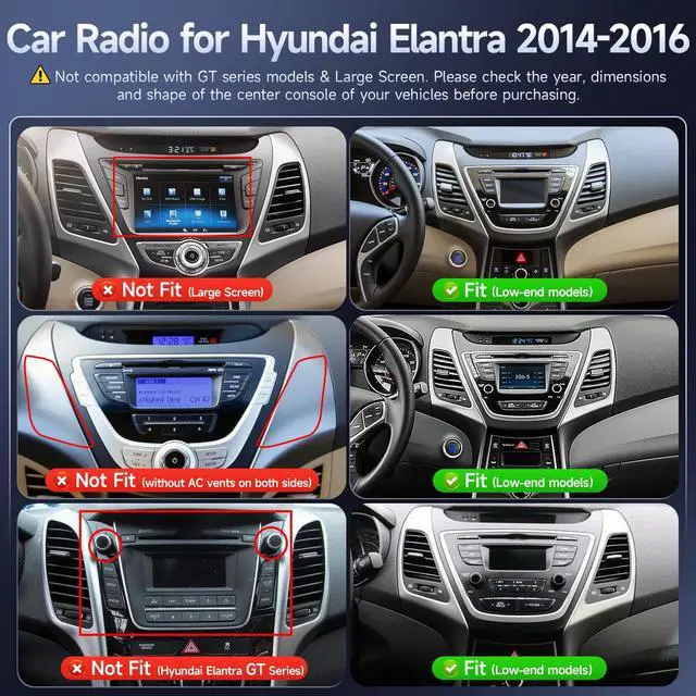Alt view image 2 of 7 - Fast Boot Linux Car Stereo for Hyundai Elantra 2014 2015 2016 | 9" IPS Touchscreen for Elantra Radio with Wireless Carplay,Android Auto,Bluetooth,FM,Mirrorlink,SWC,Camera,MIC