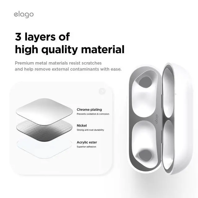 Alt view image 6 of 6 - Dust Guard for AirPods Pro 3 | Anti-Dust Film Sticker, Protects from Iron/Metal Residue (2 Sets) (Dark Grey) (Must Watch Installation Guide)